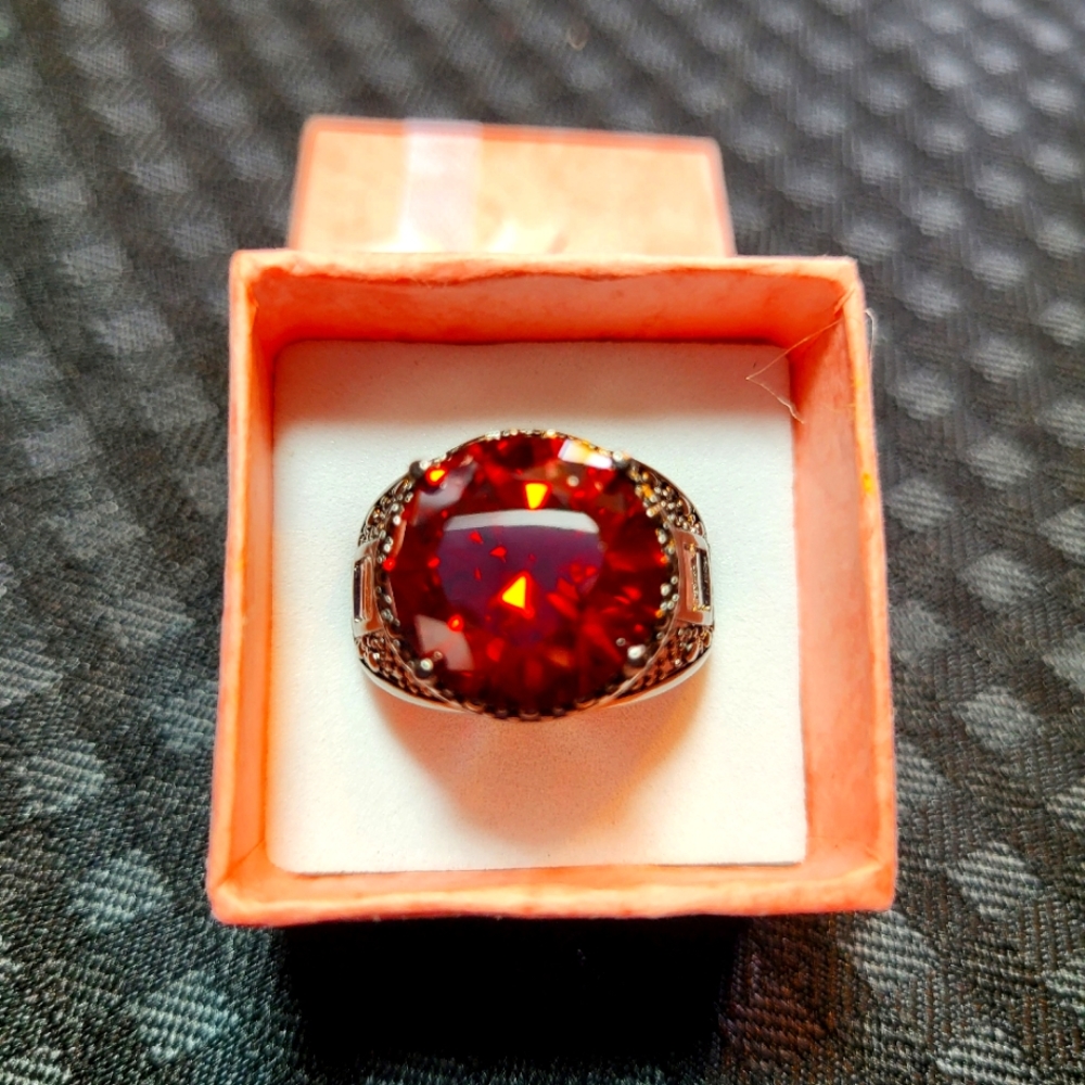 Men's garnet ring